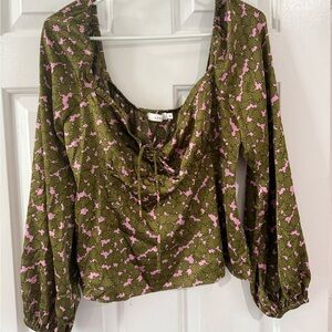Lush Retro Pattern Blouse Top- Large